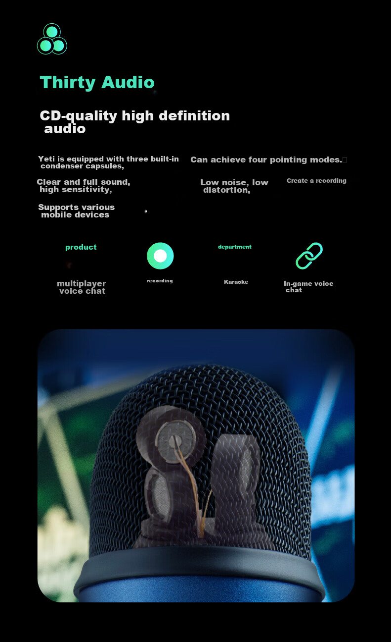 Logitech Yeti GX Gaming Microphone, USB Dynamic RGB Microphone, Professional Karaoke Recording Microphone, Laptop And Mobile Phone Gaming Microphone, Live Streaming Microphone for Internet Celebrities 5