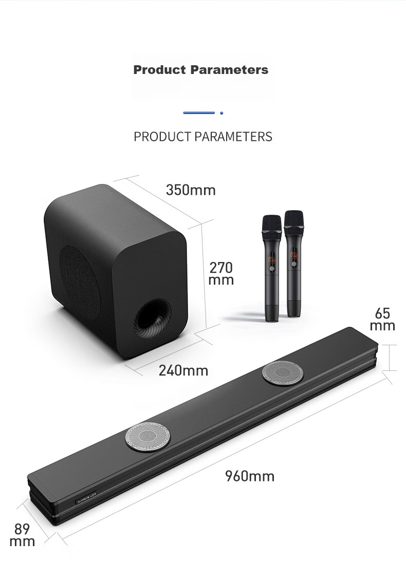 HANHONG_AUDIO 019KW-K TV Soundbar, Home Theater KTV Package, Surround Sound Karaoke Bluetooth Speaker, Karaoke Sound System for Home Indoor Use, Computer PS5 Speakers 22