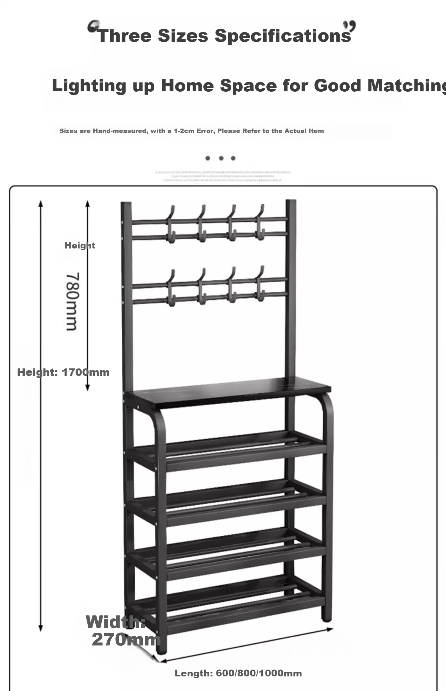 Milin Shoe Rack And Coat Stand Combo with Hooks, Multi-Layer Storage Shoe Cabinet for Entryway And Living Room, 80cm White 16