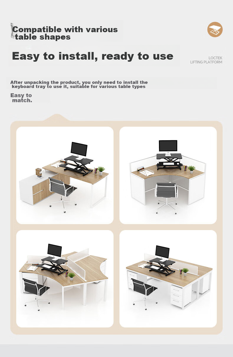 Loctek Adjustable Height Workstation Desk, Standing Desk Converter, Foldable Computer Desk for Home Office, MX1 Elegant Black 14