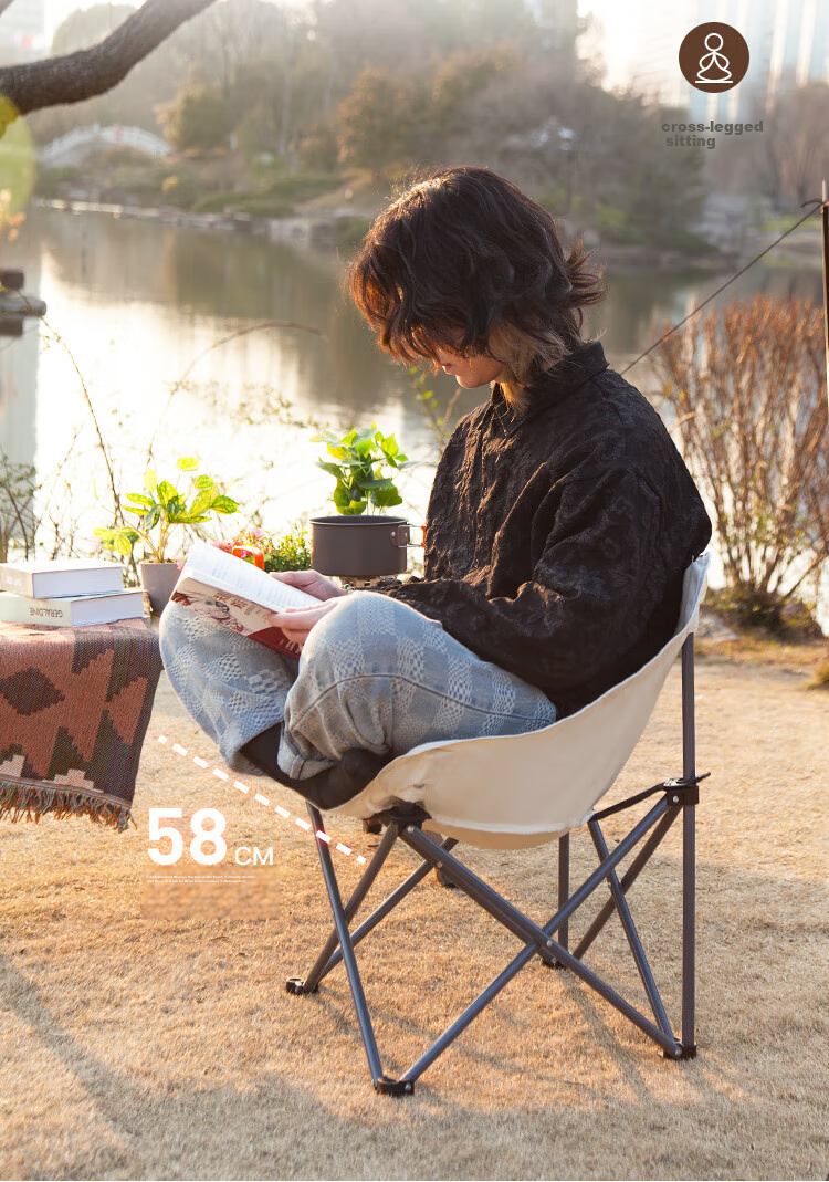 OFEIS Short Back Moon Chair, Outdoor Folding Camping Chair, Picnic Table And Chair, Leisure Beach Camping Fishing Chair, Director's Chair 6