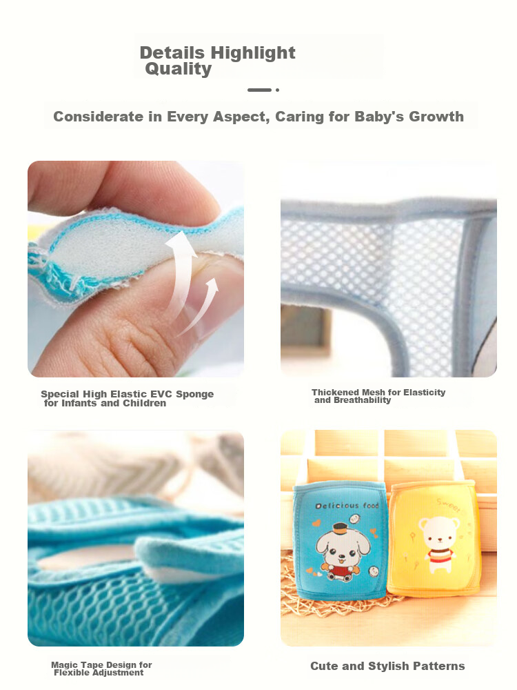 9i9 Baby Knee Pads Crawling Anti-Fall Elbow Guards Breathable Mesh Non-Slip Toddler Walking Protection 2 Pairs A99 12