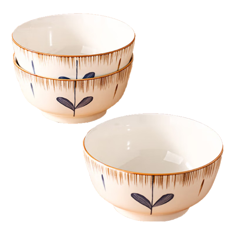 Hechuanwu Ceramic Bowls Japanese Underglaze Color 6-Inch Noodle Bowls Home Rice Bowl Set 4-Piece Set Lantingxu
