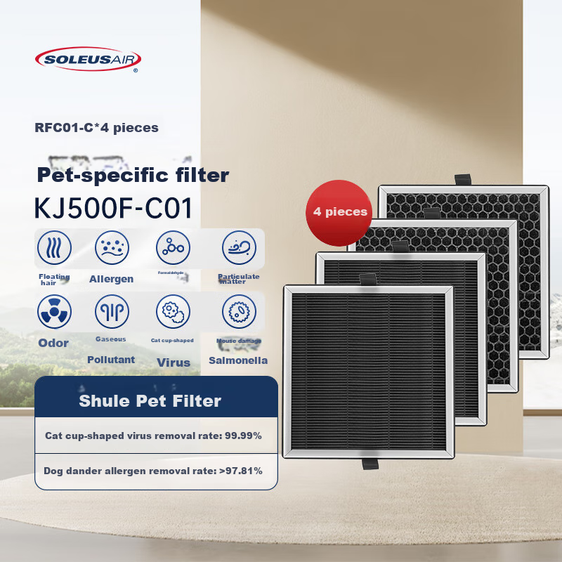 SOLEUSAIR Pet Air Purifier Filter RFC01-C for Cat And Dog Hair, Removes Allergens, Cat Hair Purifier, Disinfects And Eliminates Odors, Gift