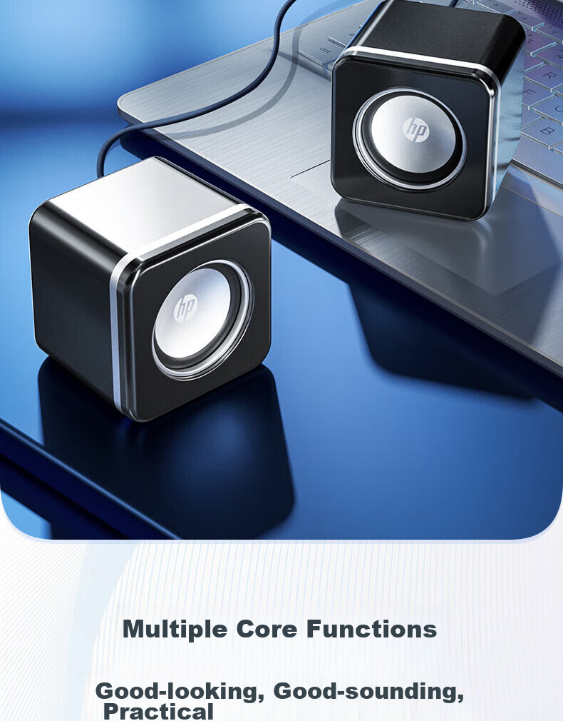 HP NS1pro Computer Speakers Mini Desktop Speakers Small Steel Cannon Multimedia Laptop Desktop Mobile Dual Interface Wired Home Subwoofer 2