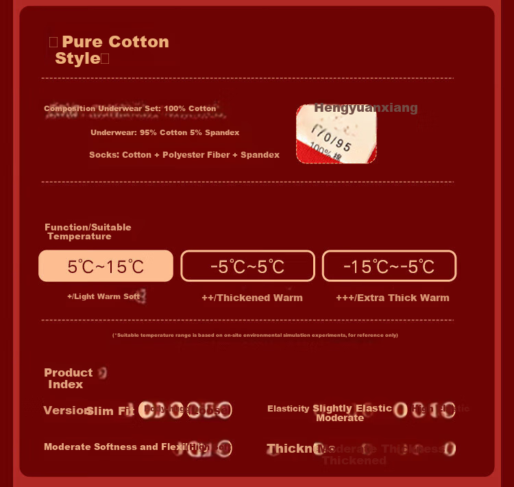 Hengyuanxiang [Winter Bestseller] Qiji Red Zodiac Year Horse Year Women's Thermal Underwear, Festive Round Neck Solid Color Cotton Set 19