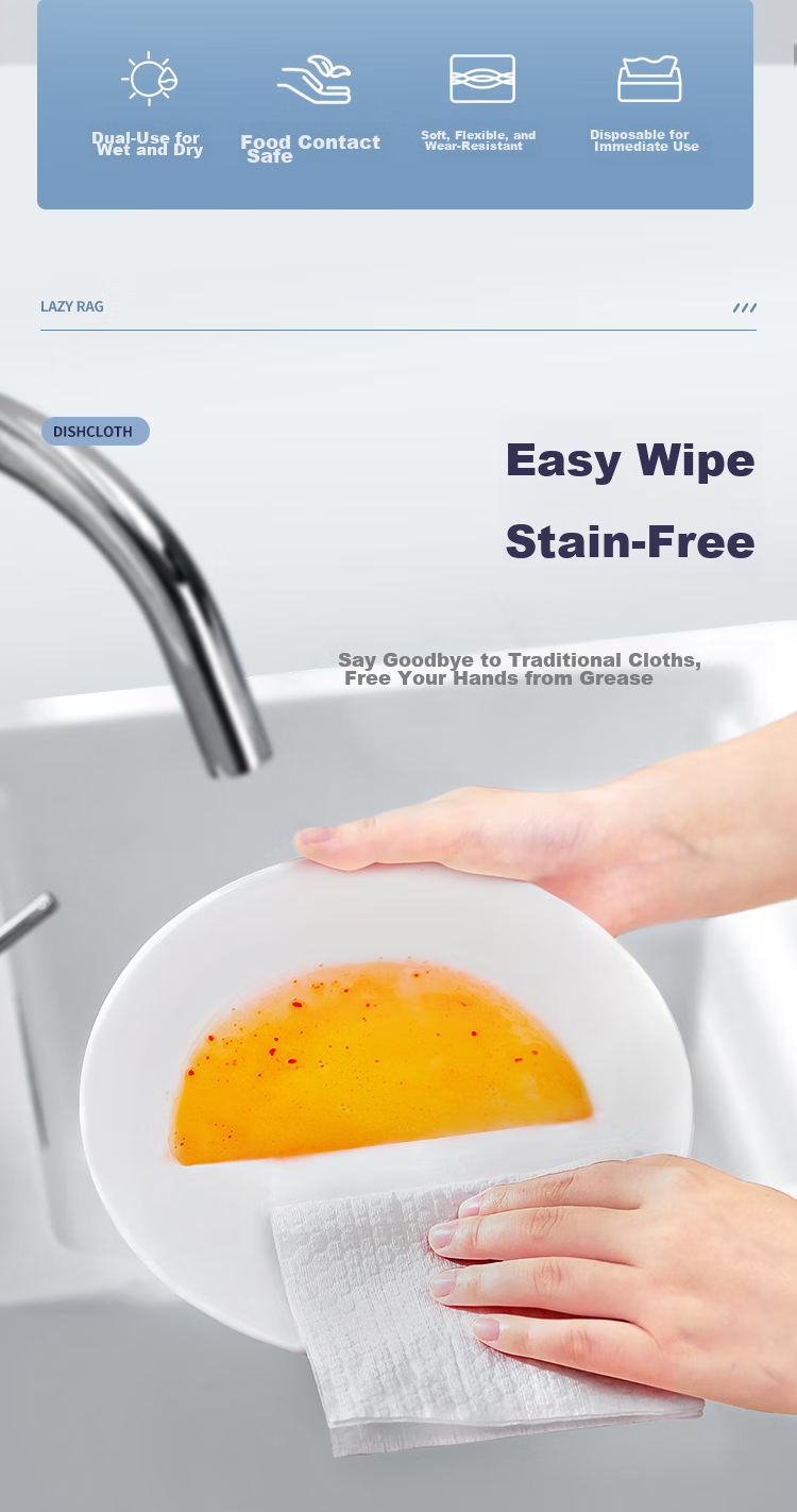 MARYYA Disposable Lazy Cleaning Cloth, 20*23cm, 50 Sheets, Extra Large And Thick, for Kitchen Use, Wet And Dry Dual-Use, Pull-Out Dishwashing Towel 2