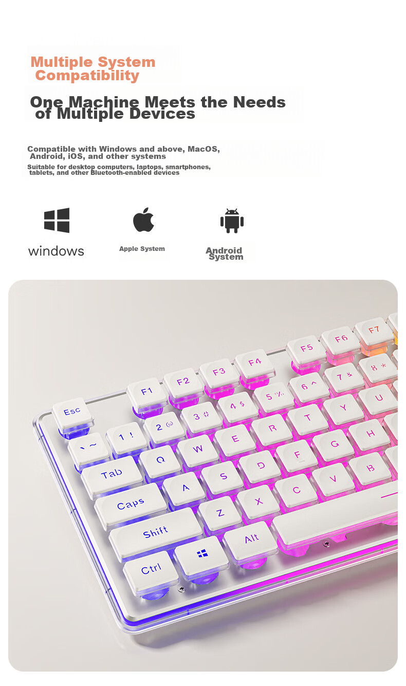 EWEADN V3pro Wireless Bluetooth Wired Tri-Mode Keyboard And Mouse Set with Real Mechanical Feel, Low Noise, Slim Design for Gaming And Office Use on Laptops, Desktop Computers, IPad Universal External Peripherals 6