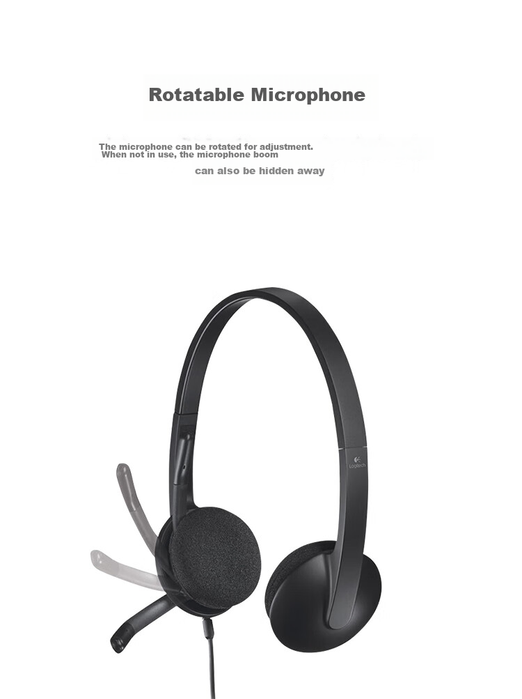 Logitech H340 [Enterprise-Grade] Over-Ear Stereo USB Headset for Computer, Laptop, Office And Study with Microphone, Black [Order Bonus] 5