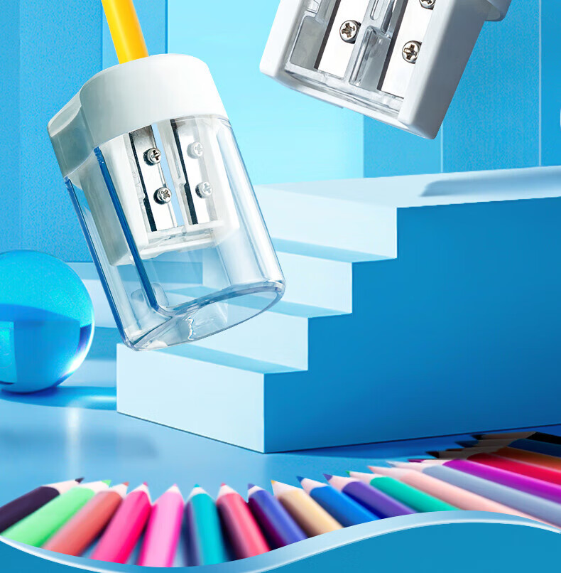 M&G Dual Hole Pencil Sharpener, Portable Large Capacity Pencil and Colored Pencil Sharpener, APS912B1, 1 Piece 1