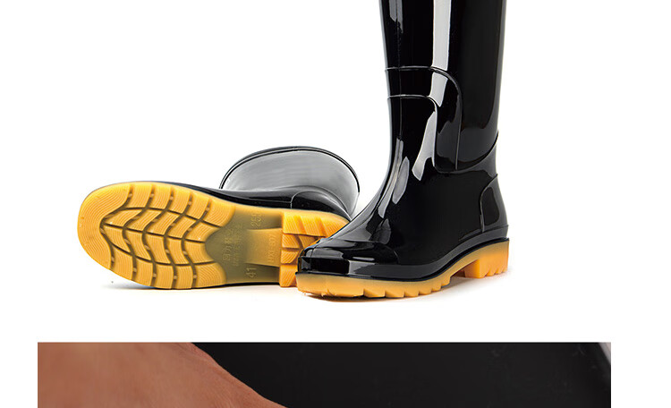Warrior Rain Boots for Men, Waterproof Shoes, Non-Slip Wear-Resistant Rubber Shoes, Lightweight Chef Shoes, Rain Boots, Overshoes 807, Black Mid-Calf, Size 44 12