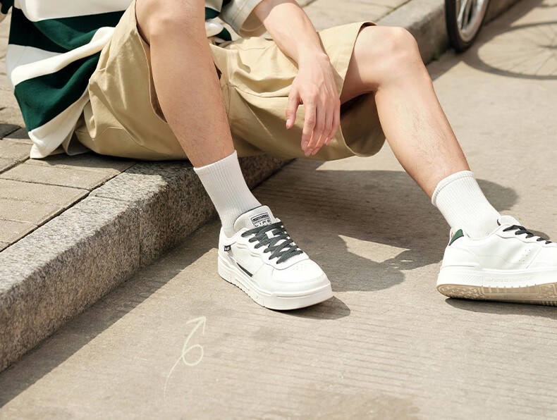 361° Men's Sports Shoes Spring Summer New Retro Leather Basic White Casual Sneakers 672616618-2 33