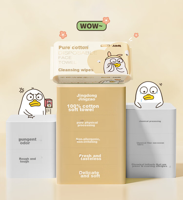 JD Original Disposable Face Towels, 100% Pure Cotton, 80 Sheets Per Pack, 6 Packs, Plain Weave Baby Soft Cotton Wipes, 20*18cm, 50 Count 4