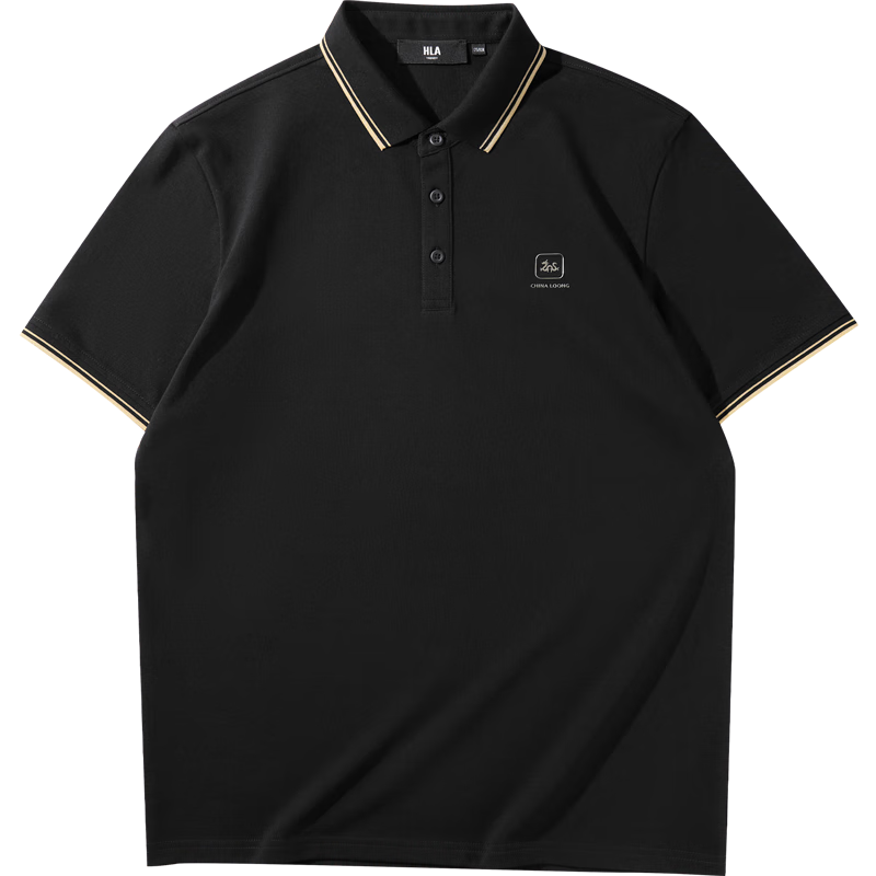 HLA Short-Sleeve Polo Shirt for Men, Zhonghua Dragon Series, Turn-Down Collar, Large Size, Cool-Feeling Short Sleeves for Me