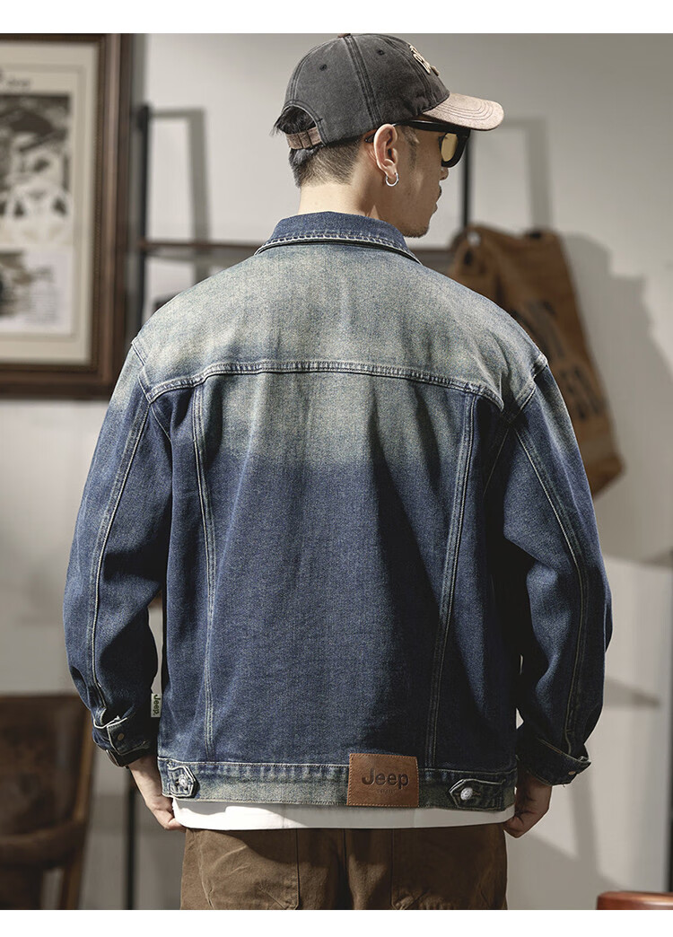 JEEP Spring And Autumn 2026 Men's Denim Jacket, Fashionable Simple Denim Coat, Versatile Stylish Outerwear for Daily Wear 12