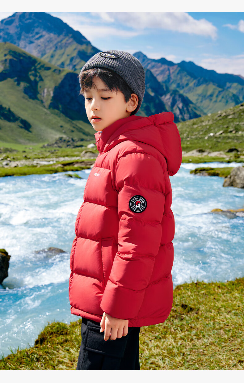 Zuoxi Children's down Jacket, 2025 New Style, Boys' Winter Warm And Cold-Resistant White Duck down Hooded Puffer Coat, Black, Size 150 24