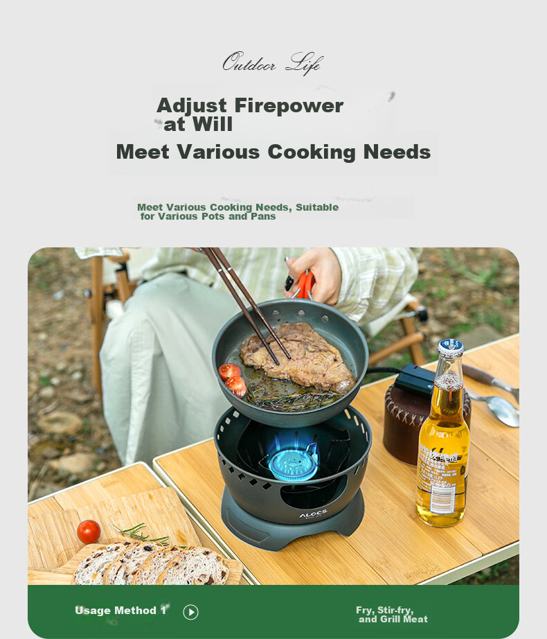 ALOCS Outdoor Portable Stove, Snow Stove for Camping, Alcohol Stove, Tea Brewing Stove, Charcoal Stove, Multi-Functional Gas Stove for Outdoor Use 7