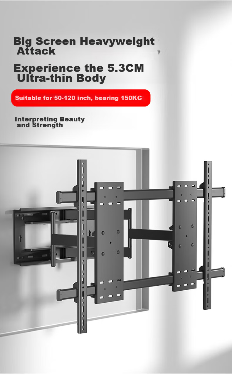 Jianleji 90-Degree Rotating TV Wall Mount, Left And Right Swivel 180°, Vertical Wall Folding Push-Pull Extended Bracket, Universal for 43/55/65/75 Inches, Precision Hinge 2