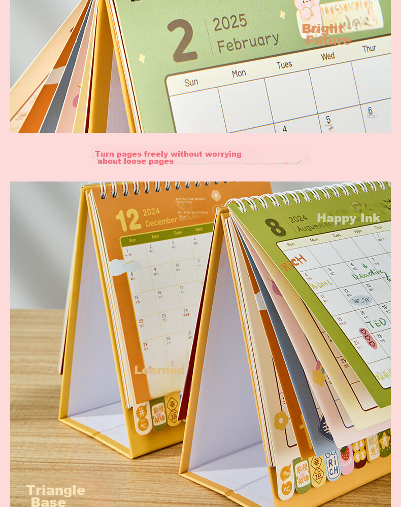 Class 3-2 2026 Creative Cartoon Lucky Desktop Calendar Small Ornament 2025 Monthly Planner Daily Countdown Memo Large Size 12