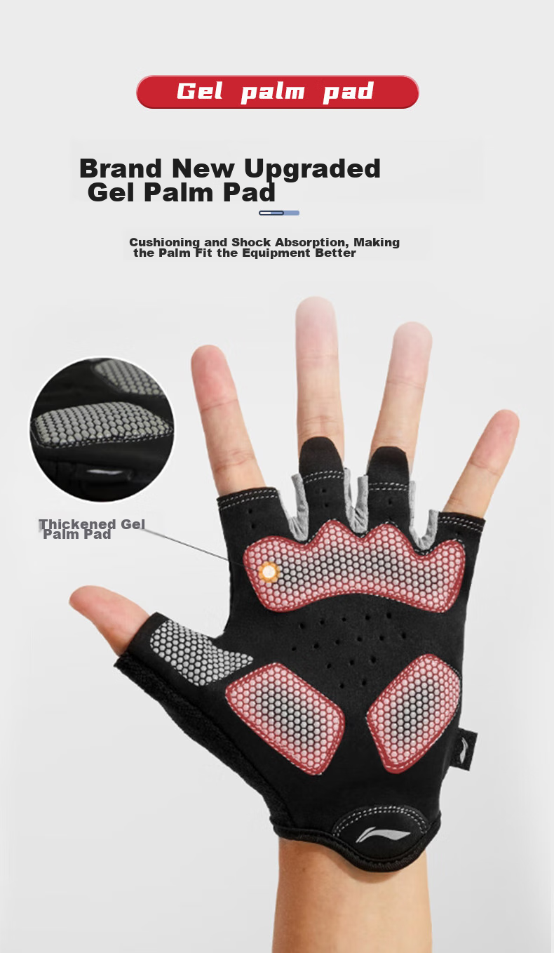 Li-Ning Fitness Gloves for Men And Women, Cycling Sports Non-Slip Weightlifting Wrist Guards, Pull-Up Bar Anti-Callus Fingerless Gloves 9