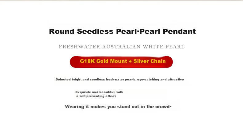 Daimi S925 Silver Round Beads 10-11mm Freshwater Pearl Necklace Pendant Birthday Gift for Wife Lover with Certificate 3