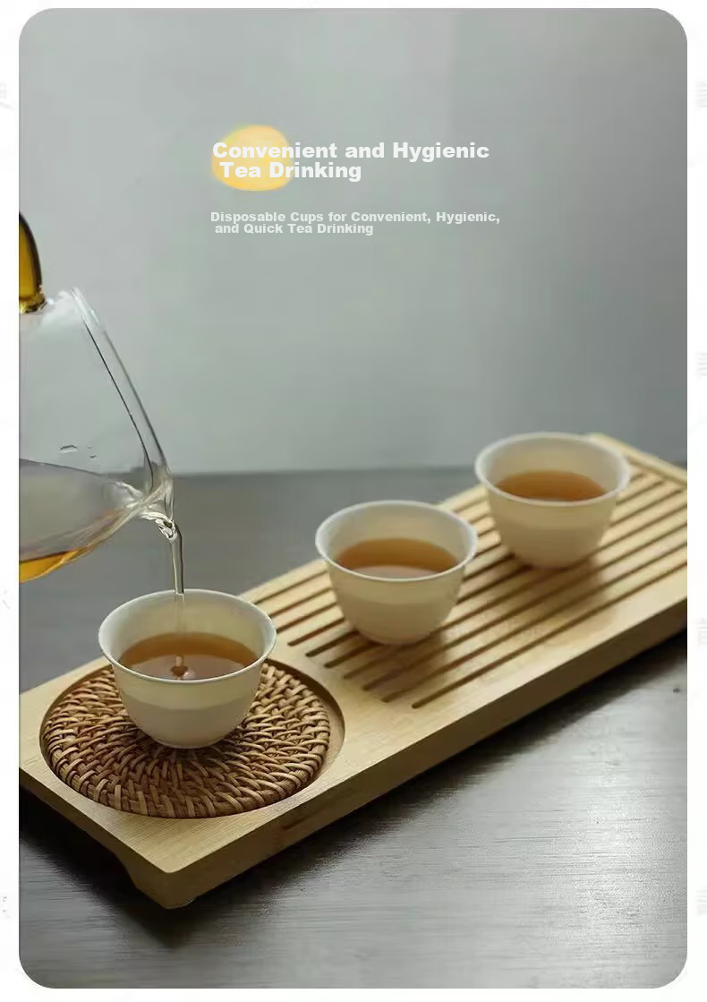 PAKCHOICE Disposable Kung Fu Tea Cups 60ml Biodegradable Rice Husk Tea Cups High-Quality Heat-Resistant Tea Cups for Brewing, 96 Pieces + Cup Holder 9
