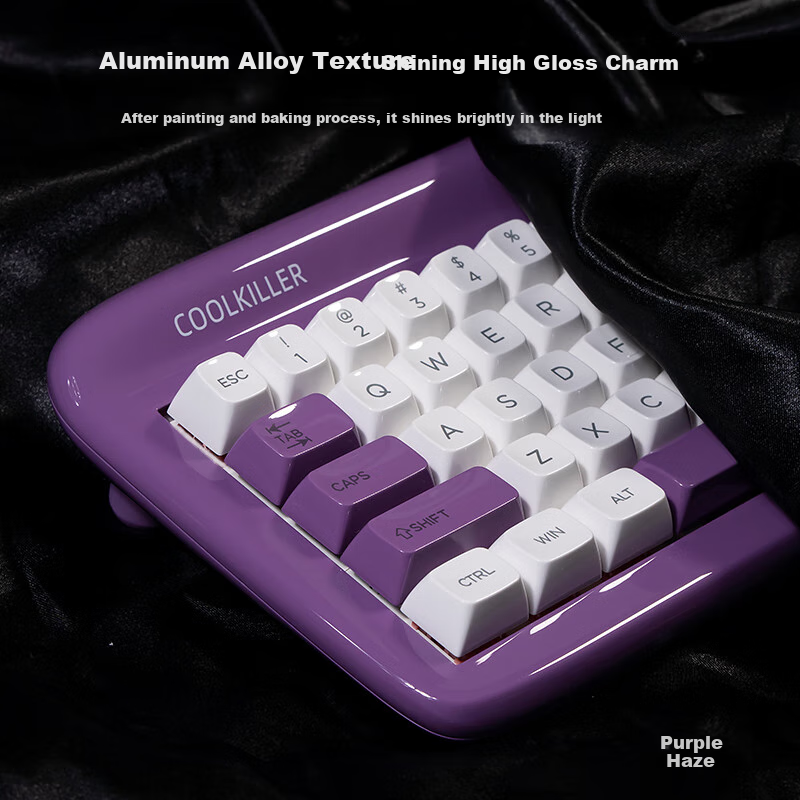 CoolKiller VIVID67 Custom Mechanical Keyboard, алюминиевая база, беспроводная Bluetooth трехрежимная игровая клавиатура, подарок для девушки, фиолетовый цвет.