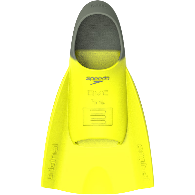 Speedo X DMC Original Classic Full Foot Silicone Flippers Swimming Accessories, Yellow/olive Green, 4XS