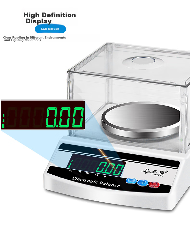 Yingheng High-Precision Electronic Balance Scale, Accurate Electronic Gram Scale, Laboratory Small Platform Scale, Jewelry Electronic Scale, Round 1kg0.01g 10