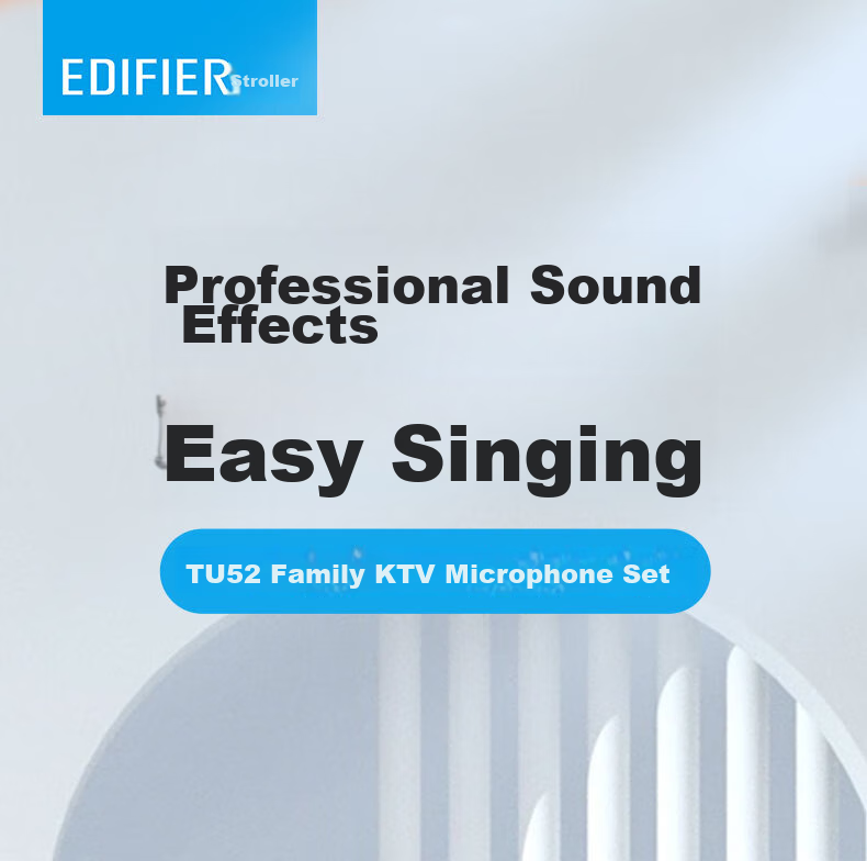 EDIFIER TU52 Portable Wireless Microphone, UHF Adjustable Frequency Wireless Mic with Receiver, for Outdoor Karaoke, Home KTV, Meetings And Lectures, Host, Twilight Gray 1