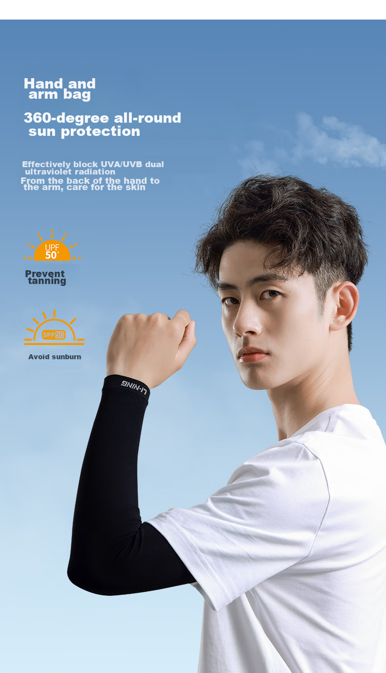 Li-Ning Ice Sleeves, Sun Protection Arm Sleeves for Men And Women, Summer Ice Silk Arm Sleeves, Cycling Sports Arm Guards, Outdoor UV Protection Sunshade 6