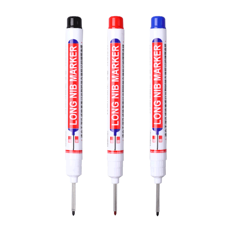 DiLe Long-Tip Marker Pen, Oil-Based Line Marker, Specially Designed for Tiles And Carpentry, Construction Site Use, Extended Deep Hole, Fine Line Drawing, Waterproof And Oil-Resistant Marking Pen, XN-317 Mixed Colors, Pack of 6