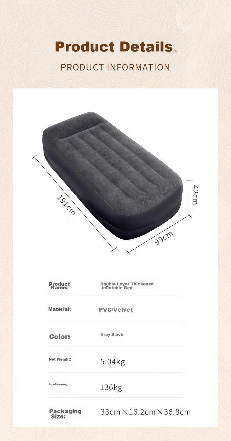 INTEX Built-In Electric Pump Inflatable Bed with Pillow, Single Automatic Air-Filling Mattress, Double-Layer Luxury Thickened And Heightened 64122 11