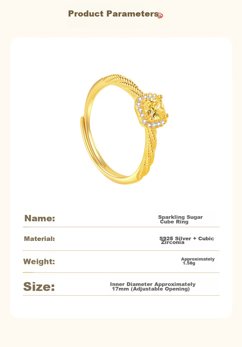 MOLADY Small Sugar Cube Silver Ring for Women, Gold Color Single Ring, Confession Proposal Birthday Gift for Girlfriend Or Wife on Valentine's Day, May 20th, Or Any Special Occasio 11