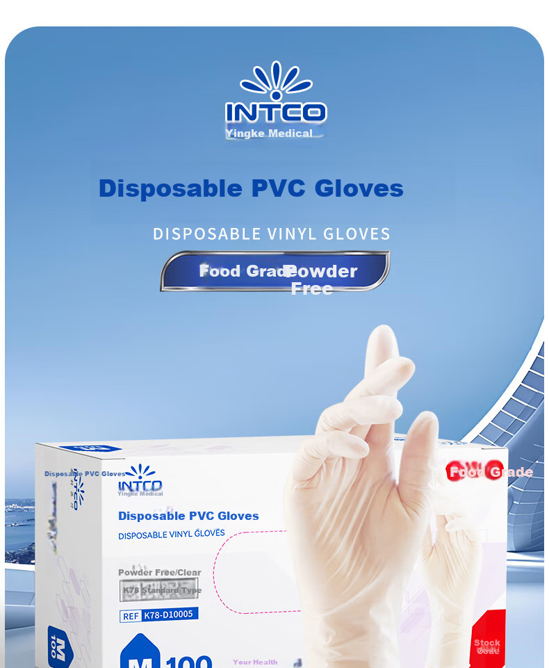 INTCO Disposable PVC Gloves, Household Cleaning Dishwashing Gloves, Thickened And Durable, 50 Pieces/box, XL Size 1
