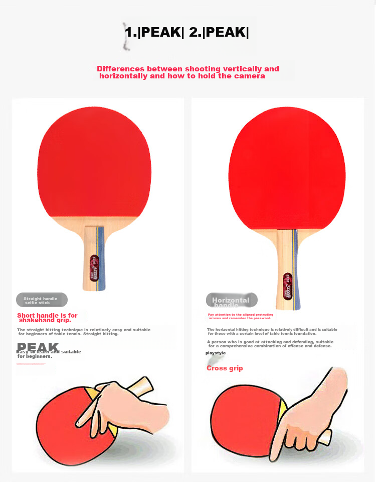 DHS Five-Star Kuangbiao Five-Star Table Tennis Racket, Penhold And Shakehand Grip Set H5 (Including Racket Case And Ping Pong Balls) 17