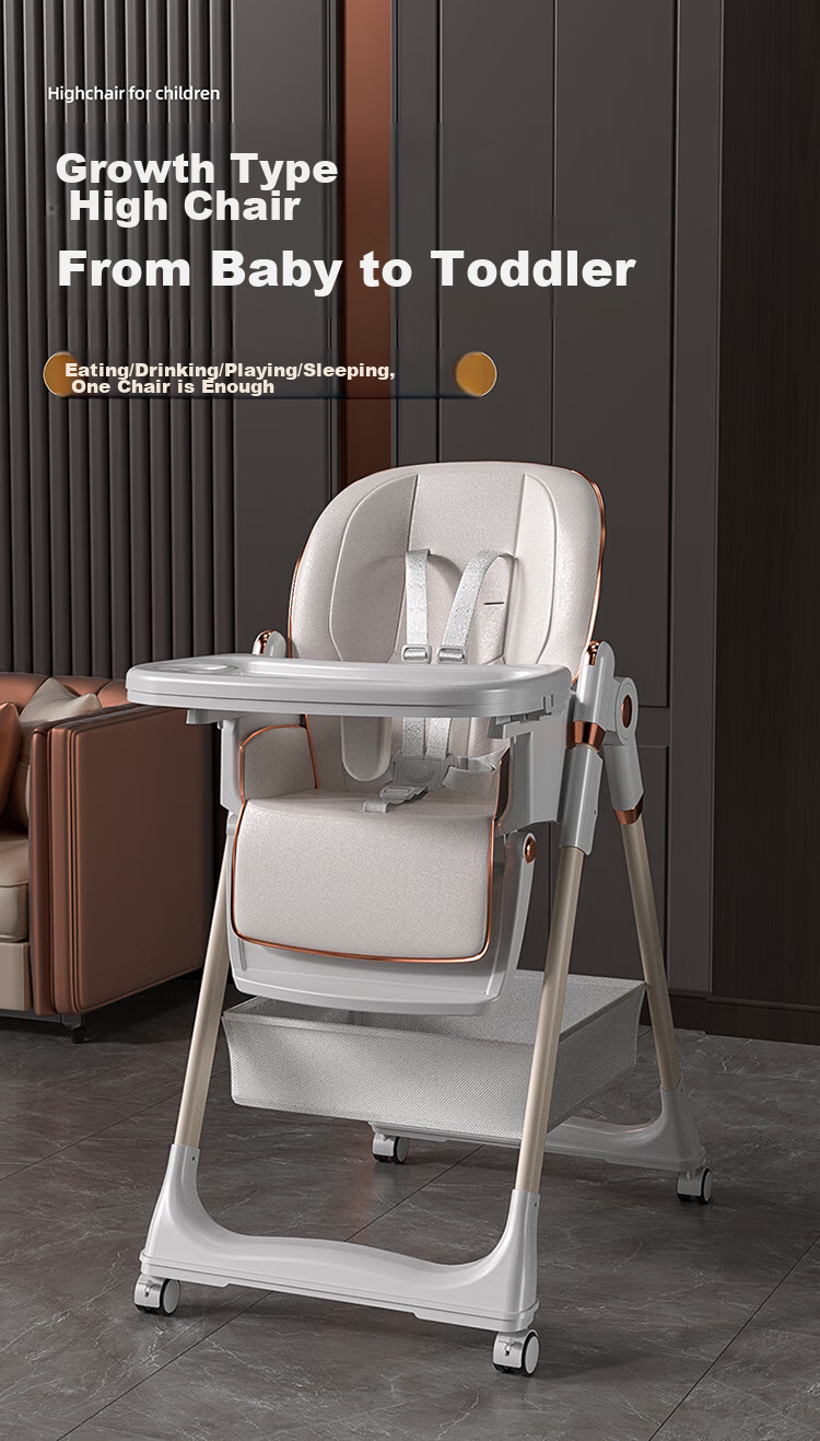 Hilibab Baby High Chair, Infant Dining Chair, Foldable And Portable, Multifunctional with Adjustable Backrest, Suitable for Learning to Eat And Sit 2
