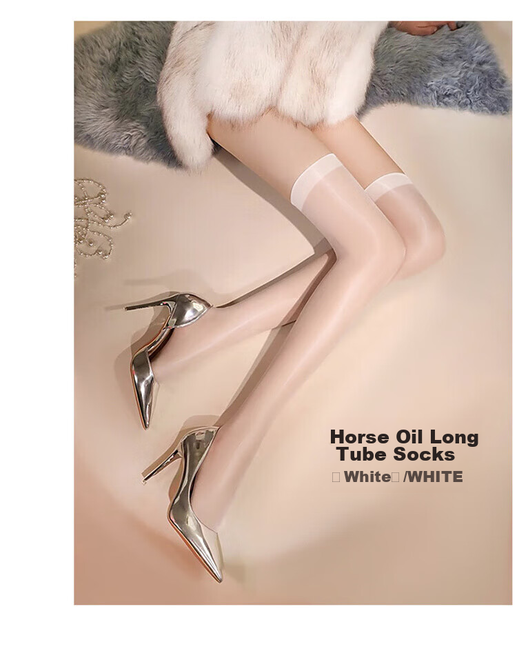 LangSha Horse Oil Silk Stockings, Mid-Calf Length, No Edge, 0D Ultra-Thin Black Silk Thigh-High Socks, Glossy Reflective Socks, Smooth And Shiny Long Tube Socks 17