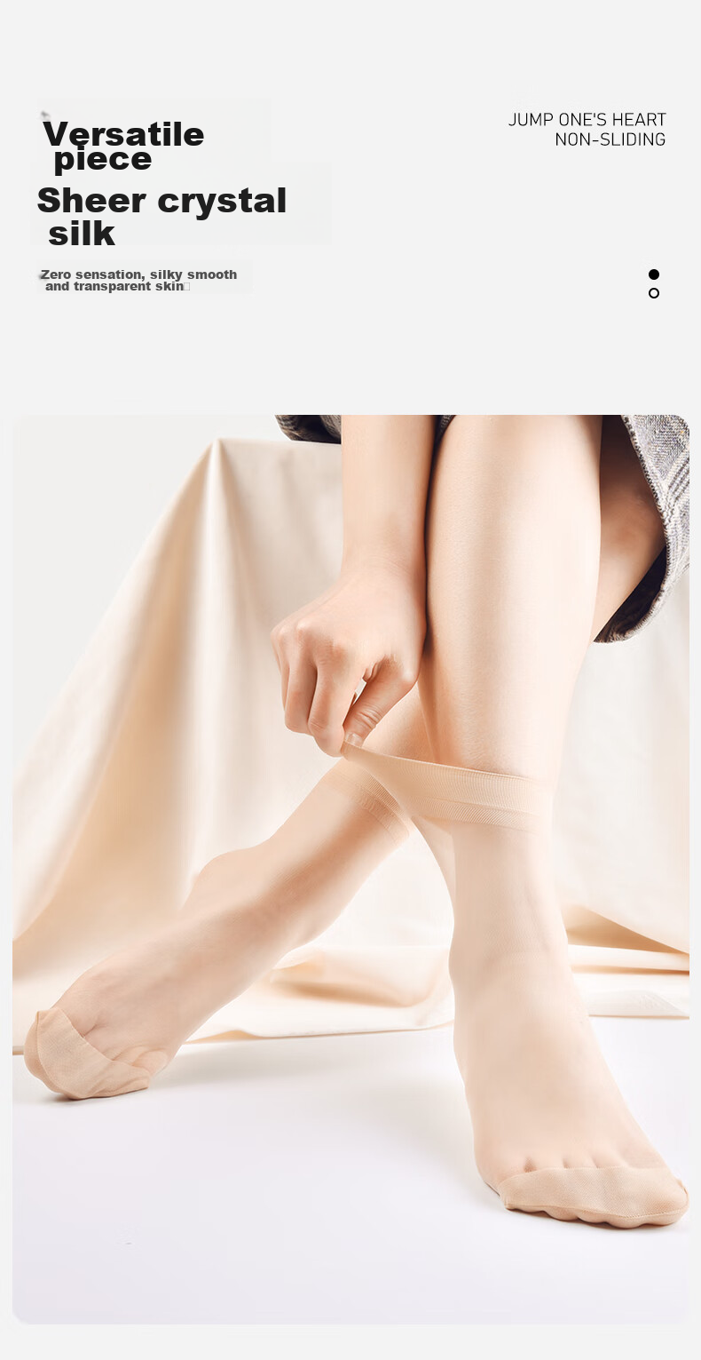 BONAS 20 Pairs of Women's Short Stockings, Summer Crystal Silk Ultra-Thin Wear-Resistant Anti-Snagging Sweat-Absorbing Non-Slip Antibacterial Mid-Calf Stockings 6