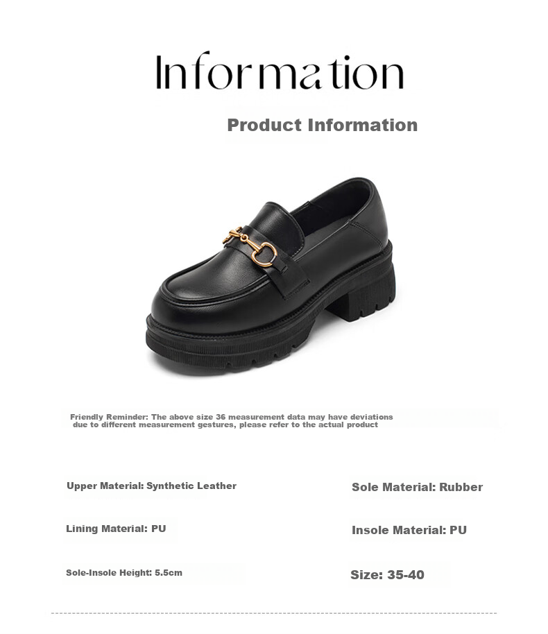 DAPHNE Black Platform Loafers for Women, Summer 2026 New Style, Commuter Popular, Height-Increasing British Style Slip-On Leather Shoes 2