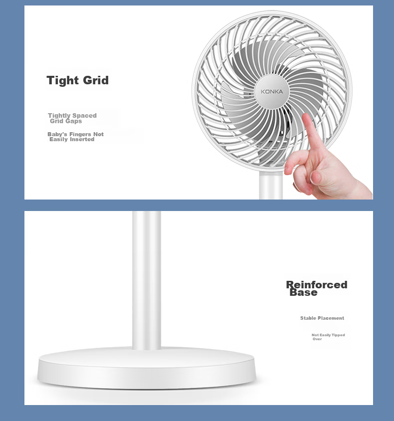 KONKA Air Circulation Fan Electric Fan Remote Control Home Fan Oscillating Desktop Small Fan Standing Electric Fan Quiet Ventilation AC Fixed Frequency Floor Fan KXHS-1712E-P 12