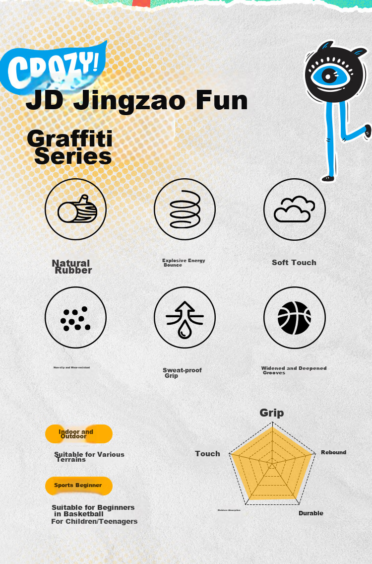 JD Original Yueyong No. 5 Rubber Basketball for Children's Elementary School Training, Indoor And Outdoor Size 5 Ball 3