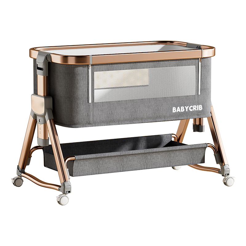ANGI BABY Multifunctional Folding Baby Crib, Connectable to Large Bed, Portable Infant Rocker, Newborn Sleep Aid