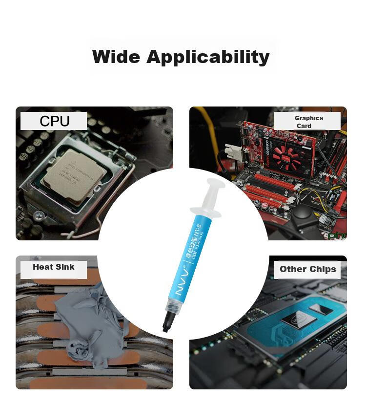 NVV NT-4 Thermal Silicone Grease, CPU Cooling Paste, Heat Conductor for Mobile Phone Chips, Desktop And Laptop Graphics Card Cooling, Thermal Conductivity 4.0W/20g Large Capacity 7