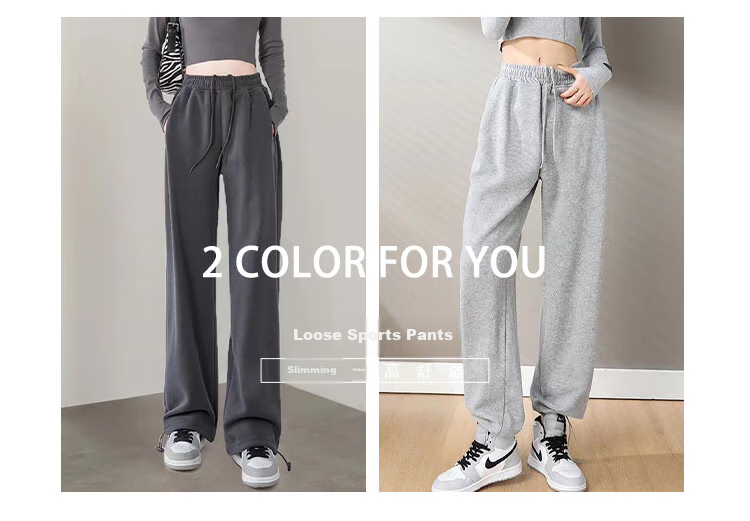 Jeanswest Casual Pants for Women, High-Waisted Loose-Fitting Slimming Joggers, Summer Sports Pants with Drawstring Waist, Dark Gray, Size L 3
