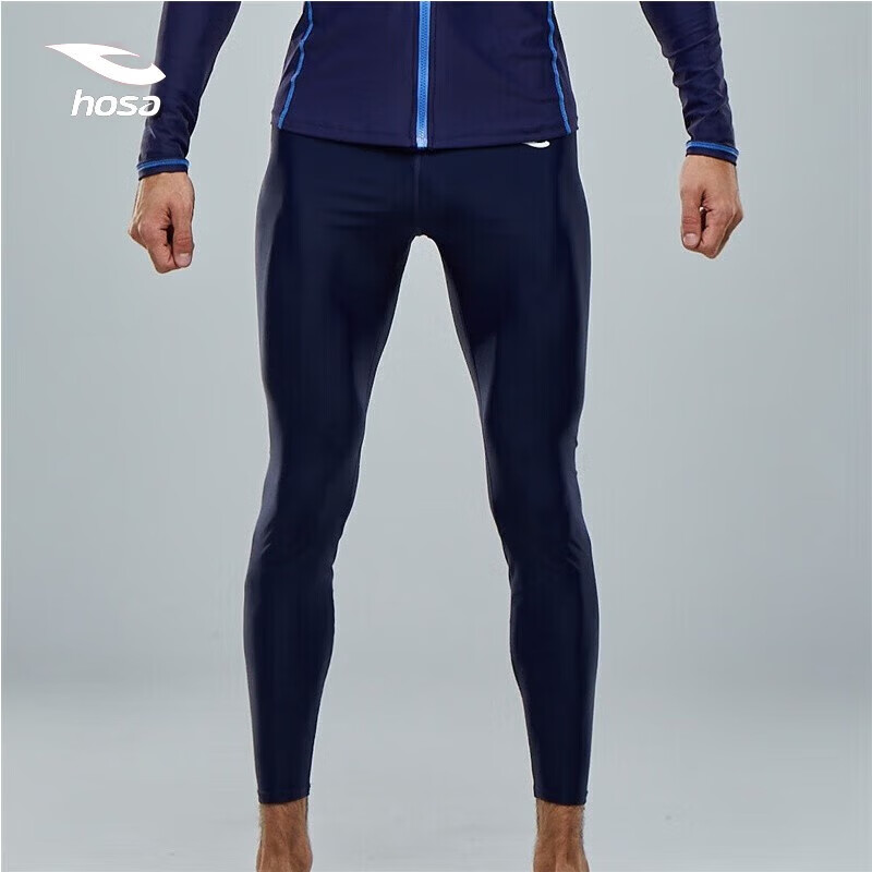 Hosa Men's Long-Sleeve Swimsuit Beach Swimwear Vacation Diving Surfing Suit Dark Blue Pants XXL