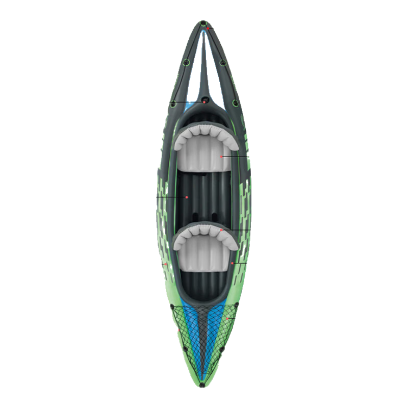 INTEX Challenger Two-Person Inflatable Boat, Thickened Rafting Kayak, Single Or Double Fishing Boat, Wear-Resistant Assault Boat 68306