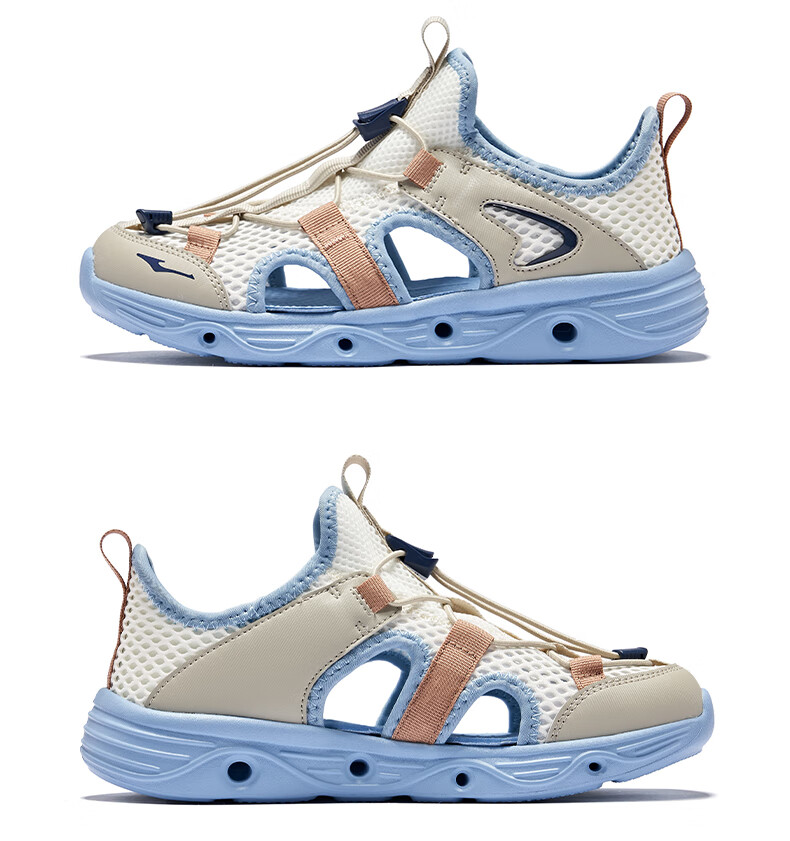ERKE Children's Shoes, Boys' Casual Shoes, Kids' Drawstring Sandals, Beach Sandals, Sky Blue/ink Blue, Size 30 56