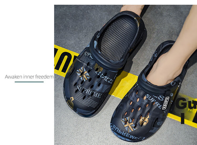 CARTELO Men's Sandals, Summer Hole Shoes, Dual-Use Outdoor And Indoor Slippers, Comfortable Closed-Toe Beach Shoes 18