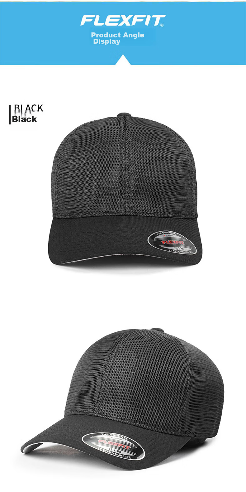 FLEXFIT Mesh Baseball Cap for Men, Summer Sun Protection Visor Cap, Breathable Duck Tongue Cap, Fully Enclosed Elastic Hat 13